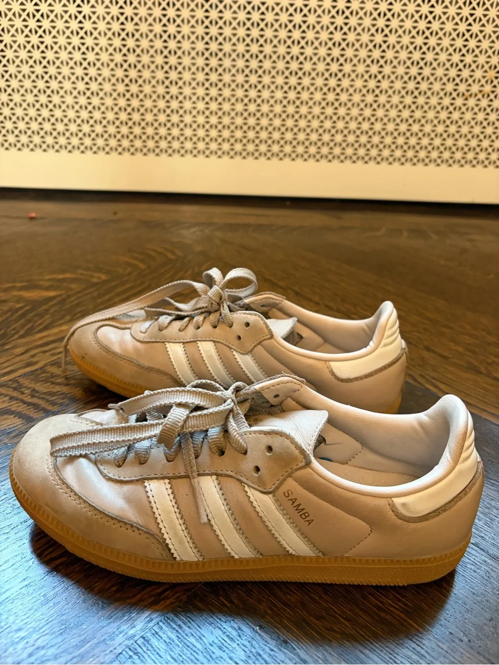 adidas Women’s Beige/Mauve Sneakers with White Stripes